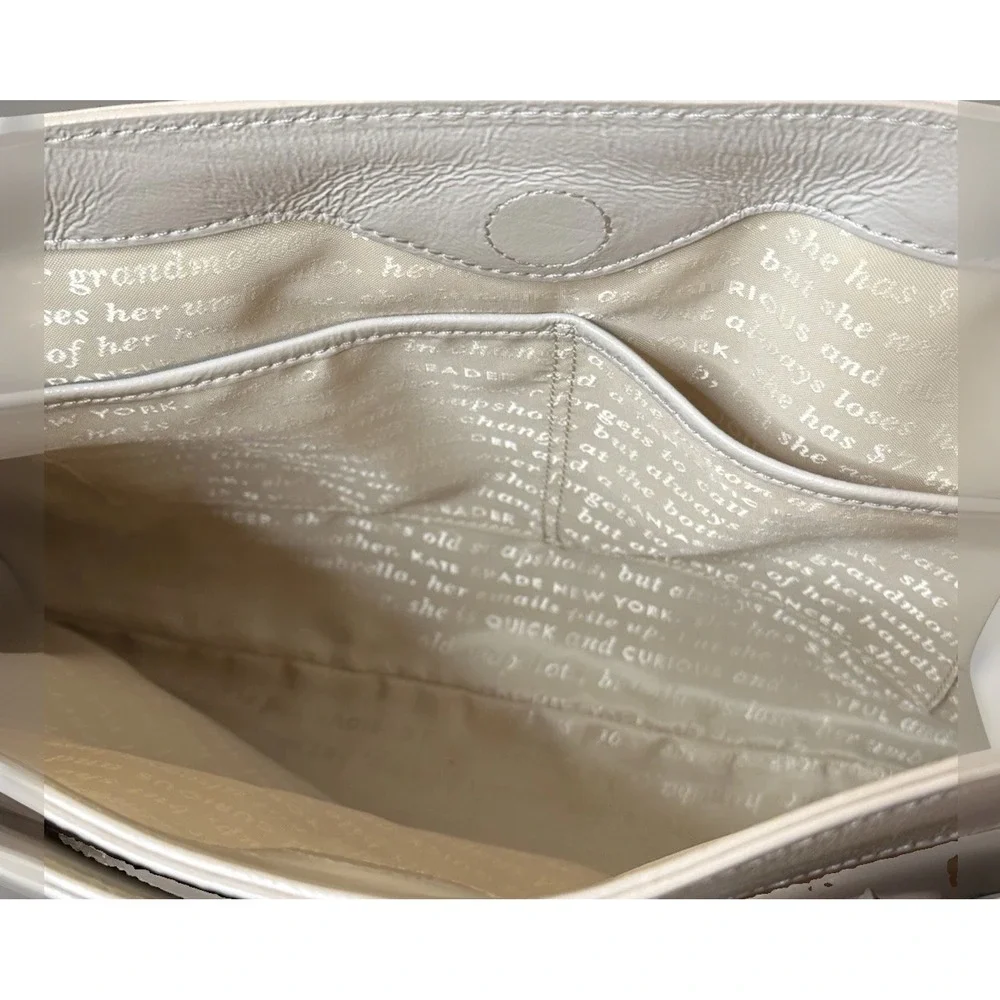 Kate Spade Fanfare Brette Cream Glazed Leather Crossbody Satchel Purse PXRU3017